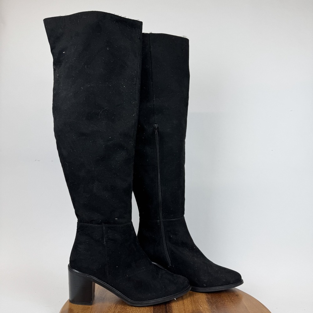 New Womens Seychelles Paradise City Black Faux Suede Over The Knee Boots Size 11
